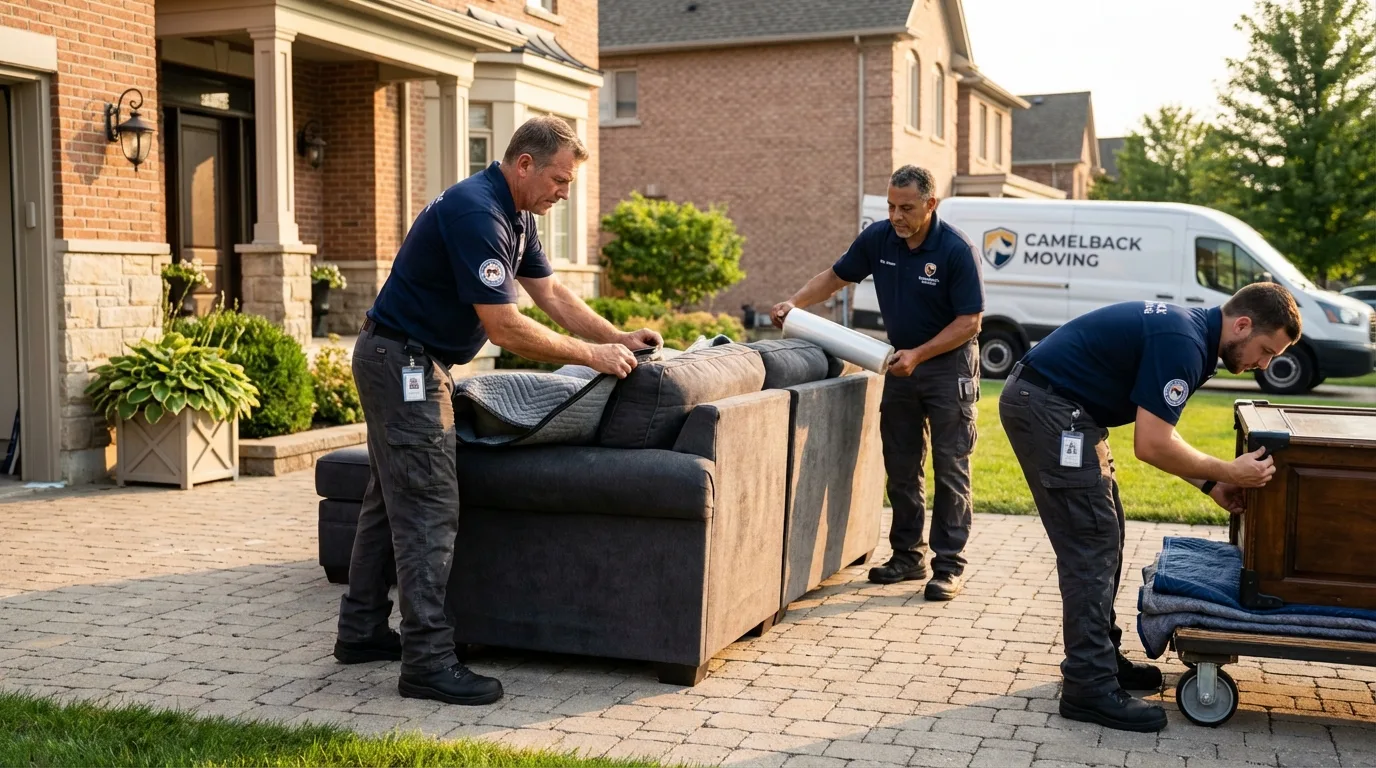 Large estate moving crew wrapping furniture in Burns, TN